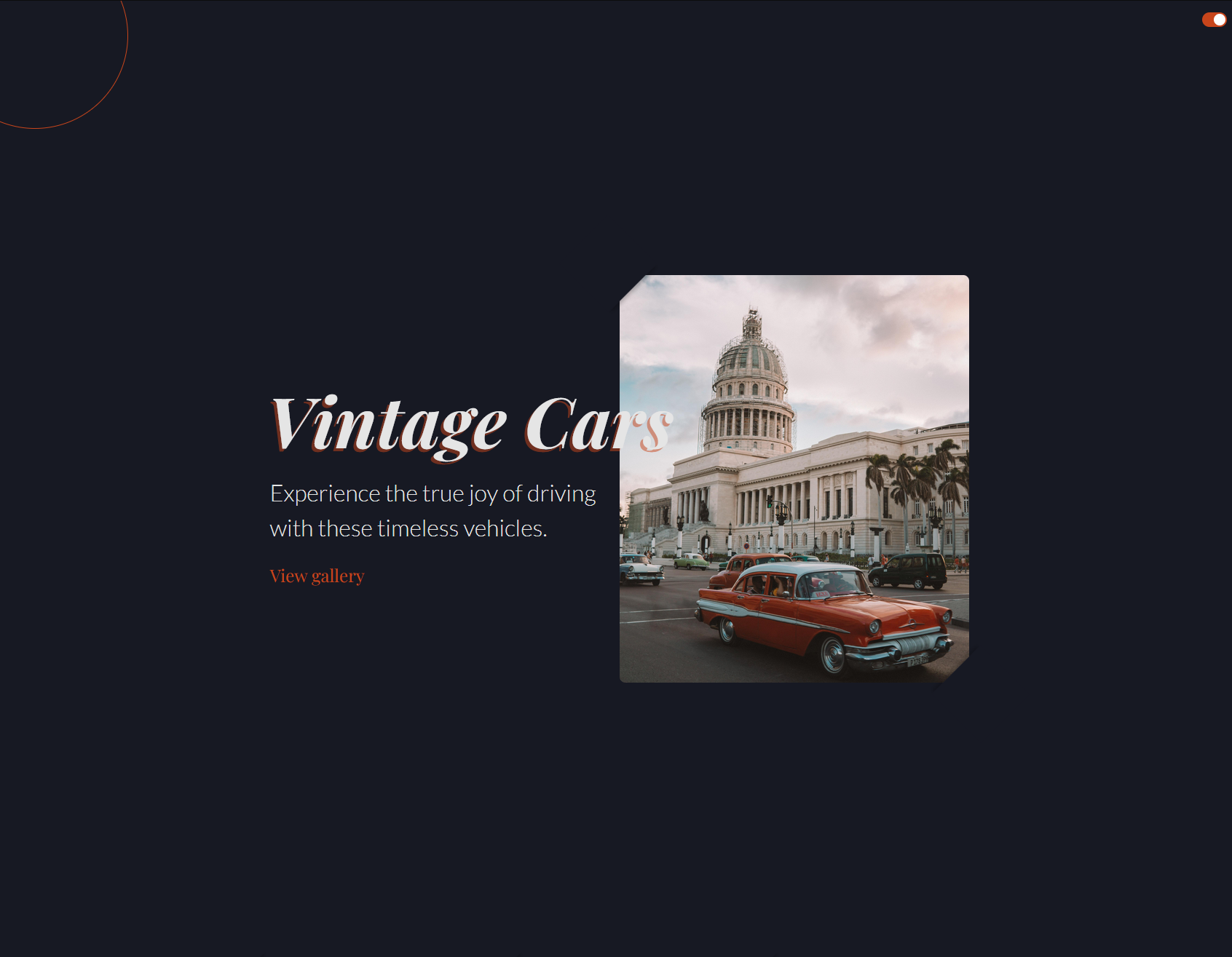 A preview of the Vintage Cars website